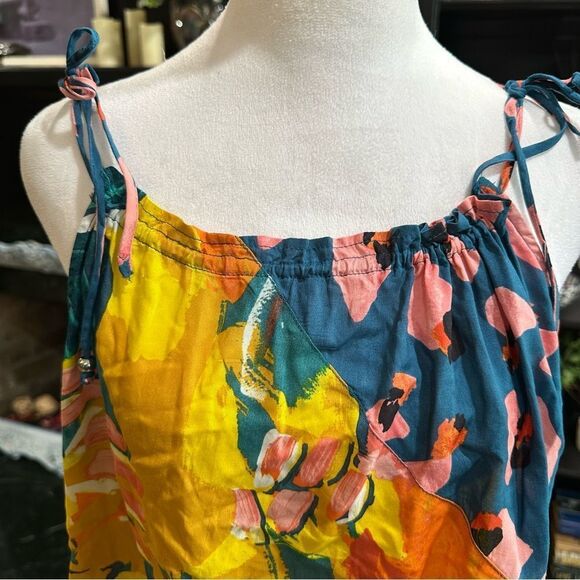 MONSOON VERADERO MIX PRINT CAMI TOP TROPICAL YELLOW PALM LEOPARD NWT Size M - Picture 4 of 11